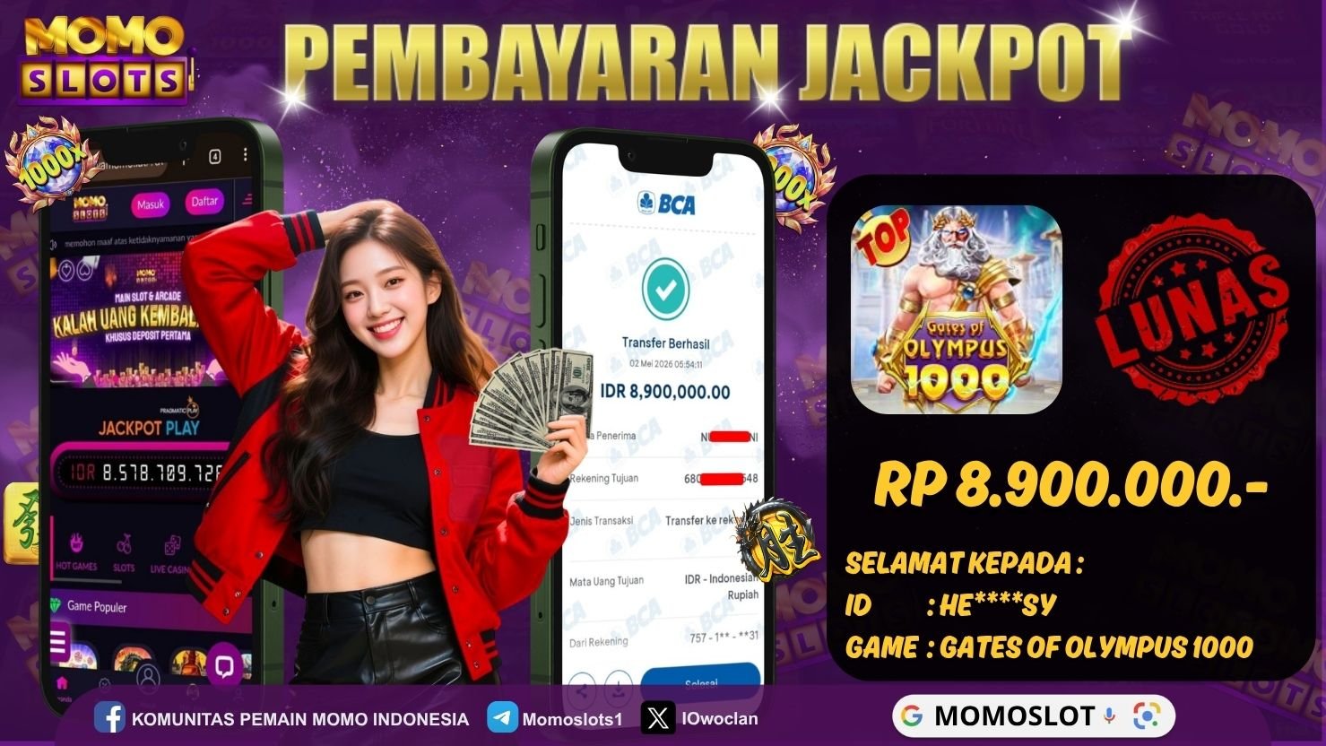 MOMOSLOTS JACKPOT SLOT GATES OF OLYMPUS 1000